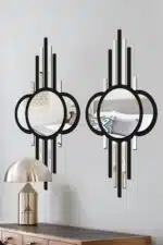 Ay Evreli Model Asimetrik Aynalı Pleksi Mdf Tablo Gümüş Çiftli