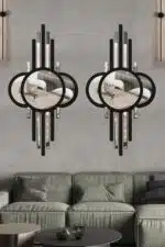 Ay Evreli Model Asimetrik Aynalı Pleksi Mdf Tablo Gümüş Çiftli - Görsel 2