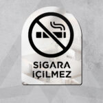 Dekoratif Pleksi Aynalı Sigara İçilmez Uyarı Levhası, Gümüş