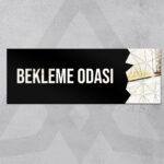 Dekoratif Aynalı Kapı İsimliği Pleksi Bekleme Odası Tabelası, Gümüş