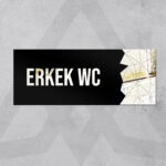 Dekoratif Aynalı Kapı İsimliği Pleksi Erkek WC Tabelası, Gümüş