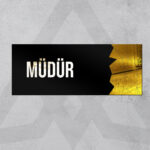 Dekoratif Aynalı Kapı İsimliği Müdür Tabelası, Gold