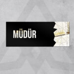 Dekoratif Aynalı Kapı İsimliği Müdür Tabelası, Gümüş