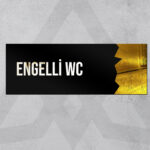 Dekoratif Aynalı Kapı İsimliği Engelli WC Tabelası, Gold