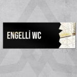 Dekoratif Aynalı Kapı İsimliği Engelli WC Tabelası, Gümüş