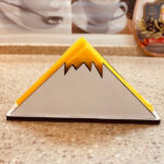 Ahşap Dekoratif Peçetelik Dağ Temalı Açık Renk