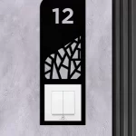 Dekoratif Daire Kapı Numarası Zil Priz Çerçevesi, No: 12