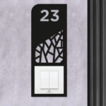 Dekoratif Daire Kapı Numarası Zil Priz Çerçevesi, No: 23