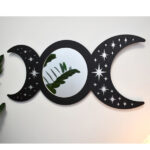 Siyah Dolunay, Ay ve Yıldızlar Temalı Uzay Ayna Duvar Aksesuarı