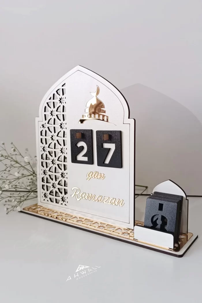 b1 Ahşap MDF Dekoratif Ramazan Takvimi, Ahşap Manuel İmsakiye, Pleksi Detaylı - Görsel 1