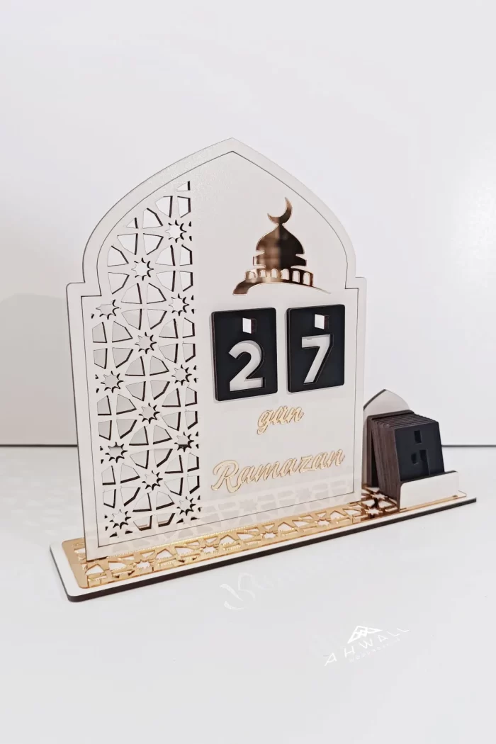 Ahşap MDF Dekoratif Ramazan Takvimi, Ahşap Manuel İmsakiye, Pleksi Detaylı - Görsel 3