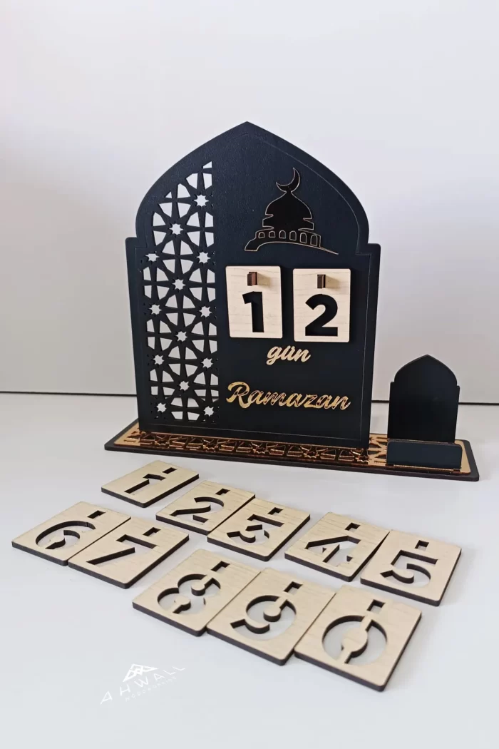 Ahşap MDF Dekoratif Ramazan Takvimi, Ahşap Manuel İmsakiye, Pleksi Detaylı - Görsel 6