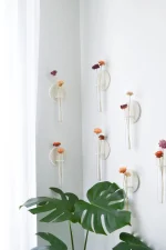 Dekoratif Bohem 3 Adet Duvar Çiçekliği Cam Tüplü