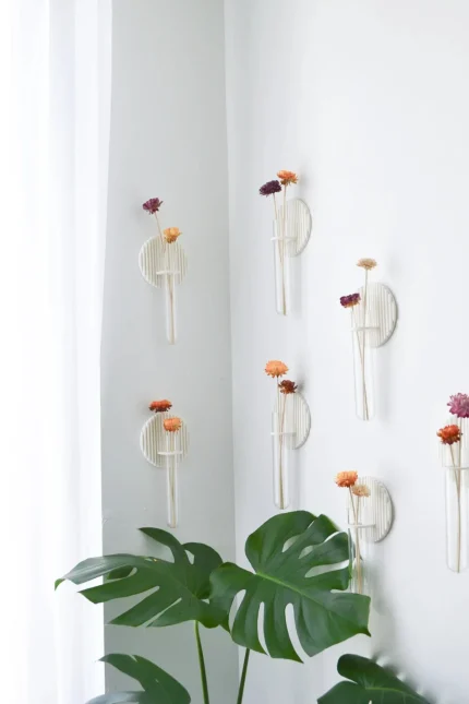 Dekoratif Bohem 3 Adet Duvar Çiçekliği Cam Tüplü