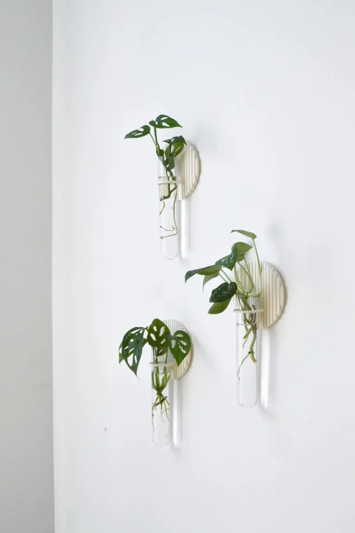 Dekoratif Bohem 3 Adet Duvar Çiçekliği Cam Tüplü - Görsel 3