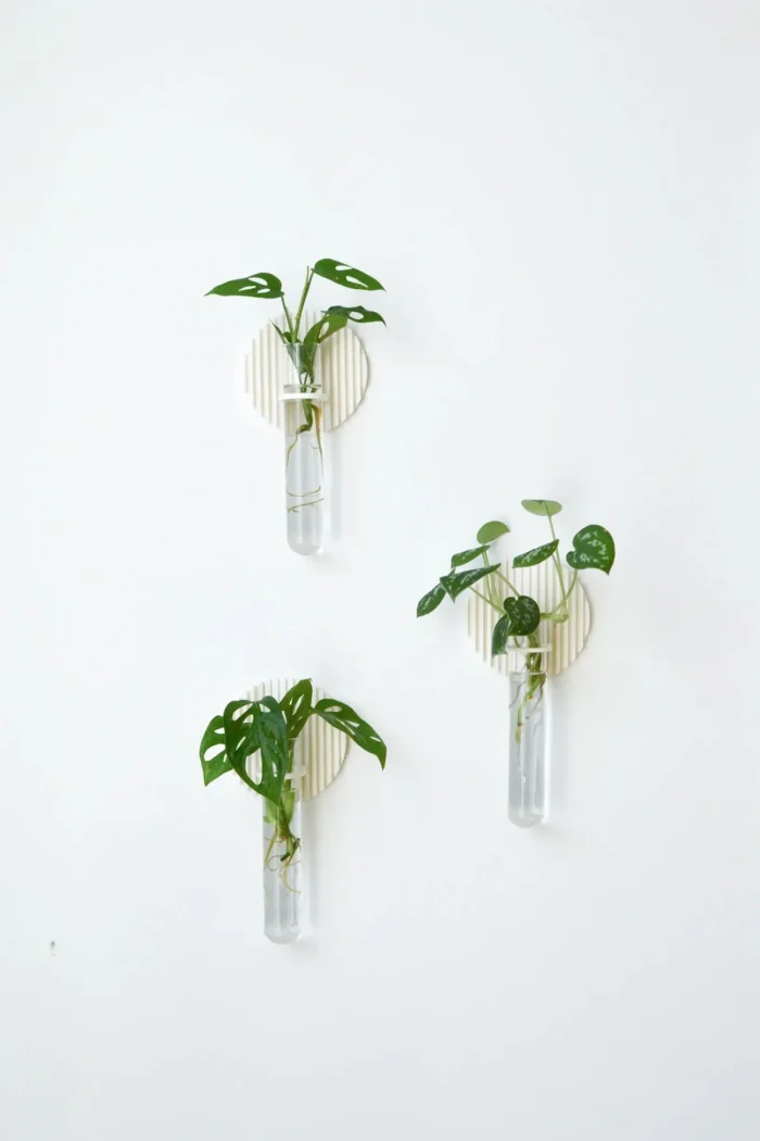 Dekoratif Bohem 3 Adet Duvar Çiçekliği Cam Tüplü - Görsel 4