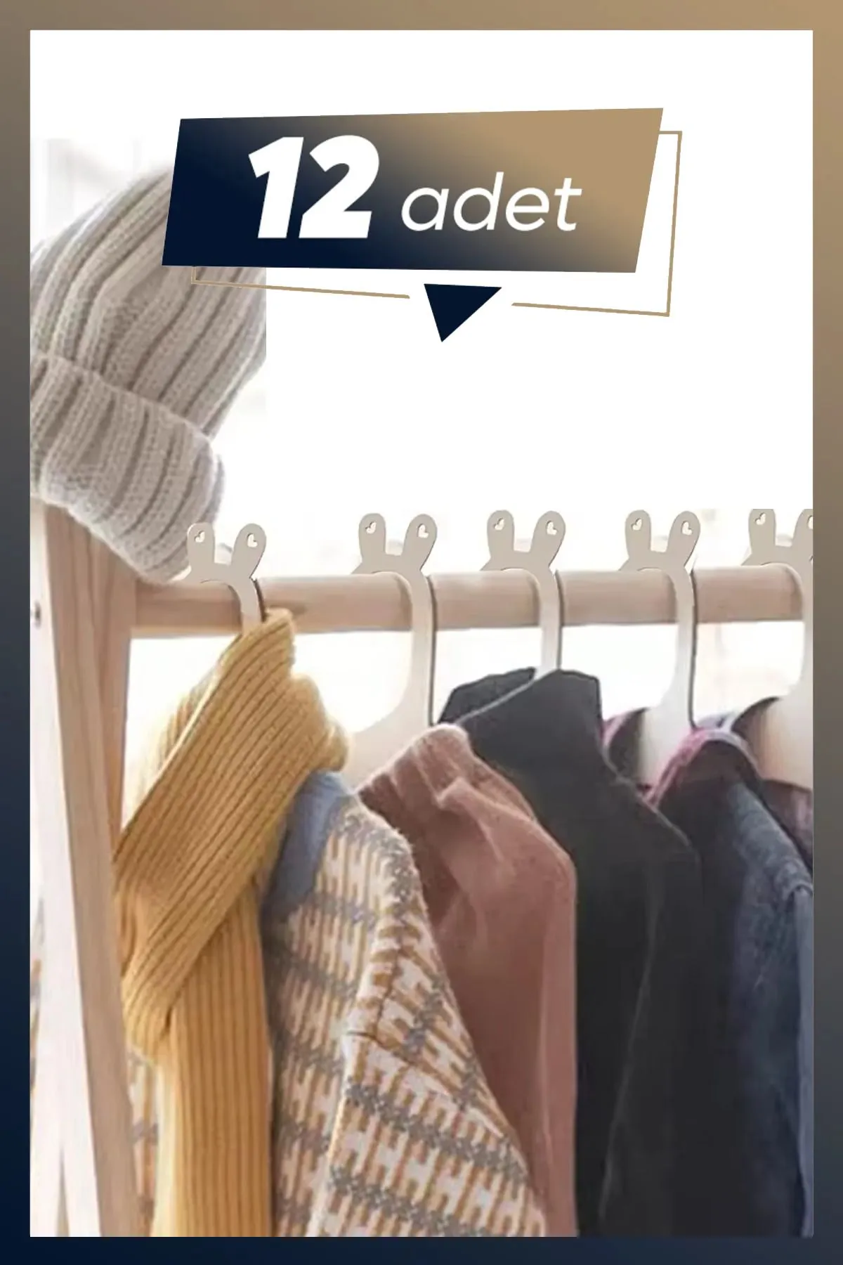 Ahşap Mdf Çocuk Askısı 12 Adet Sevimli Tavşan Kulaklı Askılık Bebek Askılığı - Görsel 3