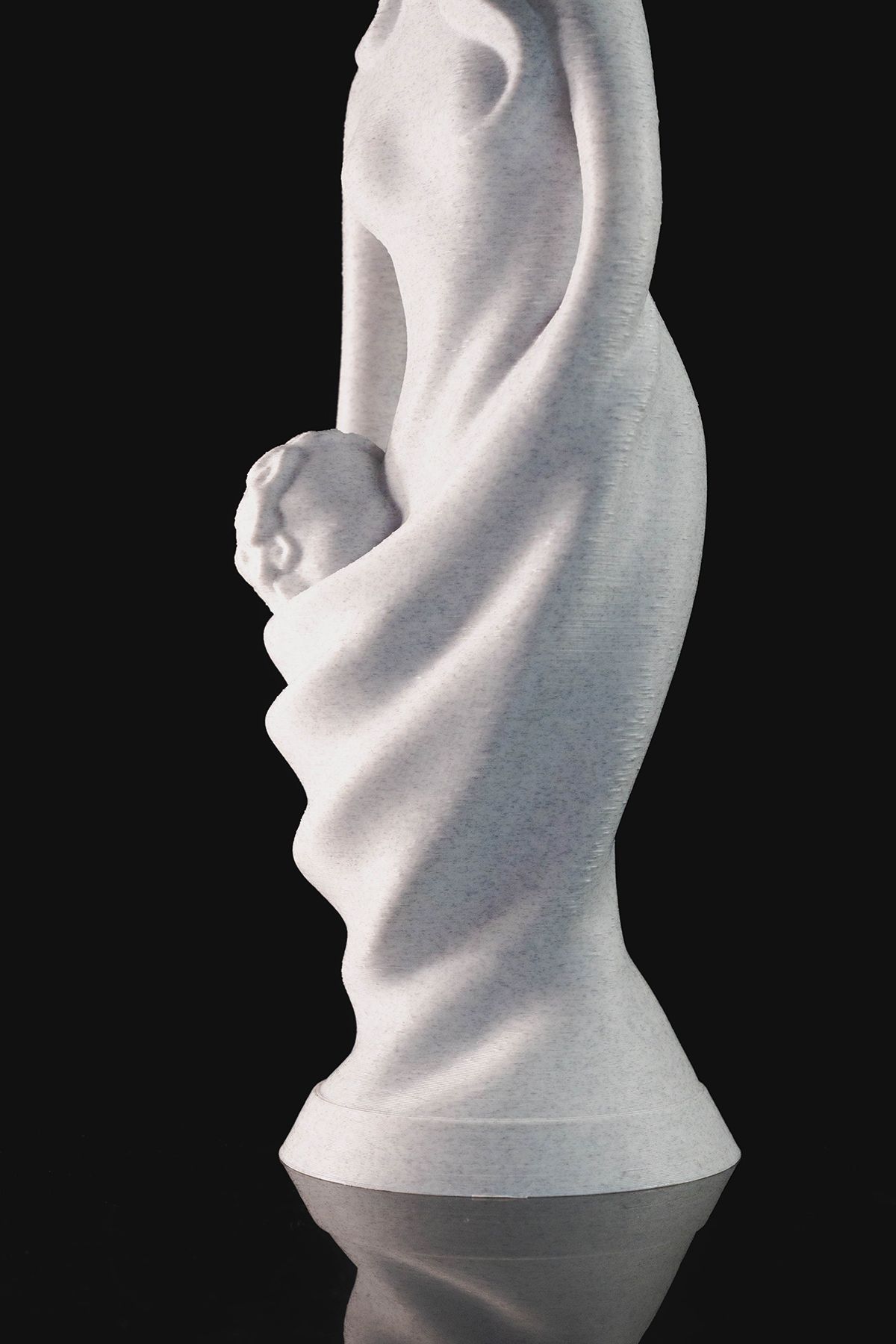 Anne ve Çocuk Büstü, Beyaz Mermer Renk, 3D Biblo & Figür - Görsel 5