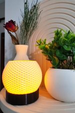 Minimal 1 adet Tealight Pilli Örgü Dokulu Lamba, LED Işıklı Mumluk, Mini Abajur