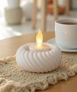 Ana Sayfa 71 Minimal 1 adet Tealight Pilli Mantar Lamba Tutucu, LED Işıklı Mumluk