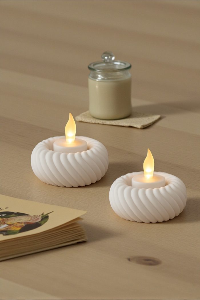 1_org_zoom-104 Minimal 1 adet Tealight Pilli Mantar Lamba Tutucu, LED Işıklı Mumluk