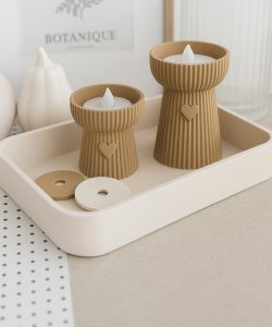 2 adet Tealight Pilli Dekoratif Mumluk, LED Işıklı Mumluk (LED Mumlar Hediye)