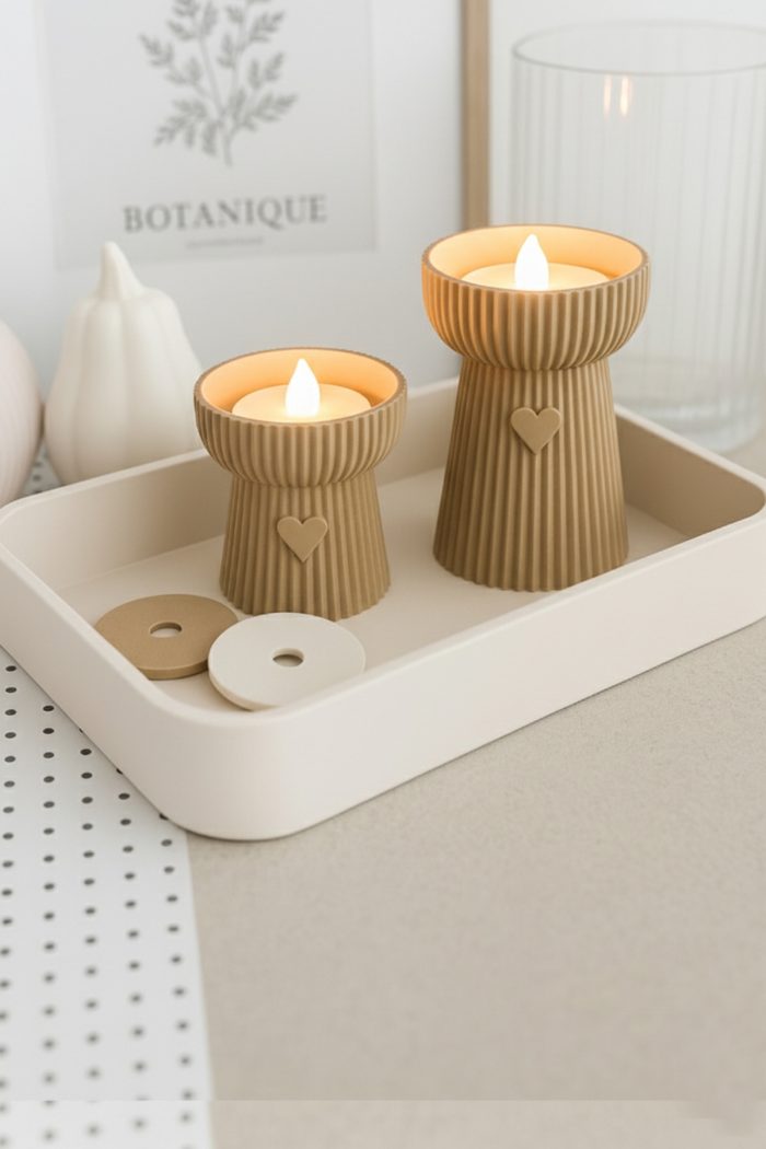2 adet Tealight Pilli Dekoratif Mumluk, LED Işıklı Mumluk (LED Mumlar Hediye)