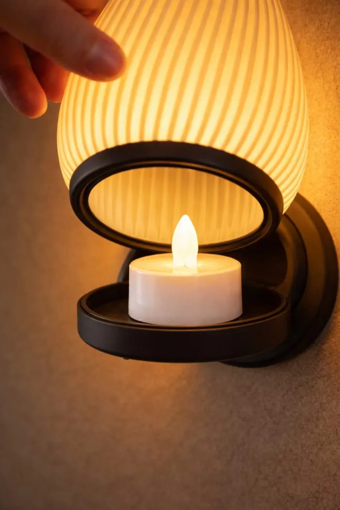Minimalist Duvar Montajlı Tealight Tutucu Abajur Tealight LED Işıklı Mumluk, Mini Abajur