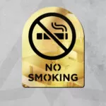 Dekoratif Pleksi Aynalı No Smoking Uyarı Levhası, Gold