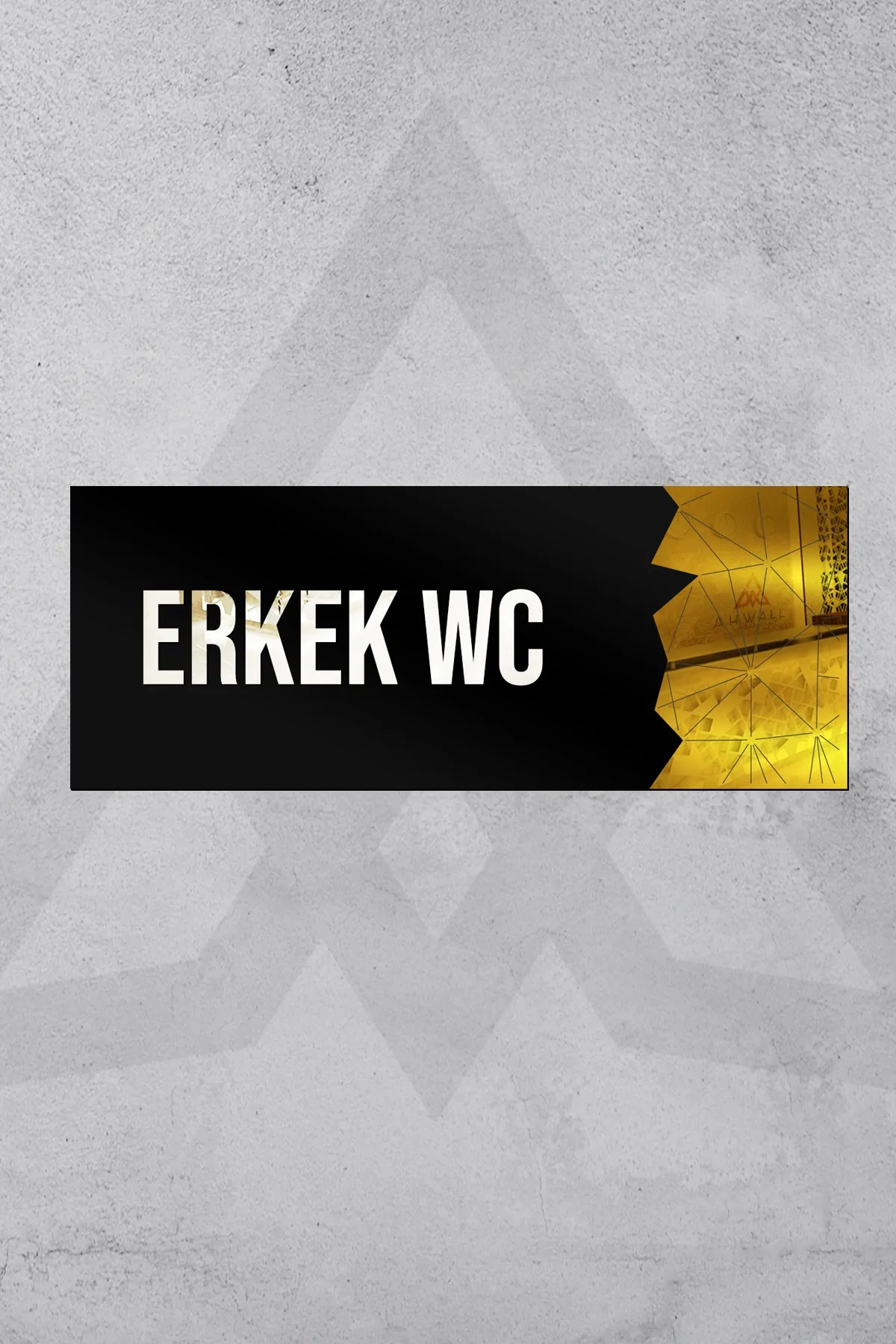 Dekoratif Aynalı Kapı İsimliği Pleksi Erkek WC Tabelası, Gold