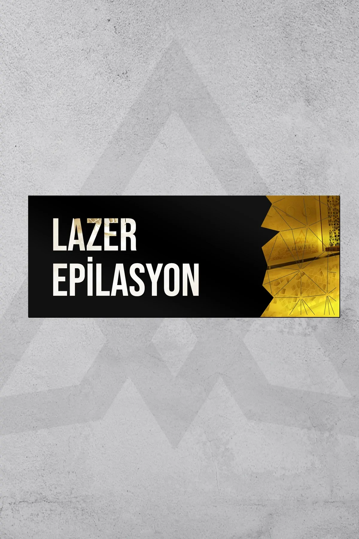 Dekoratif Aynalı Kapı İsimliği Pleksi Lazer Epilasyon Tabelası, Gold
