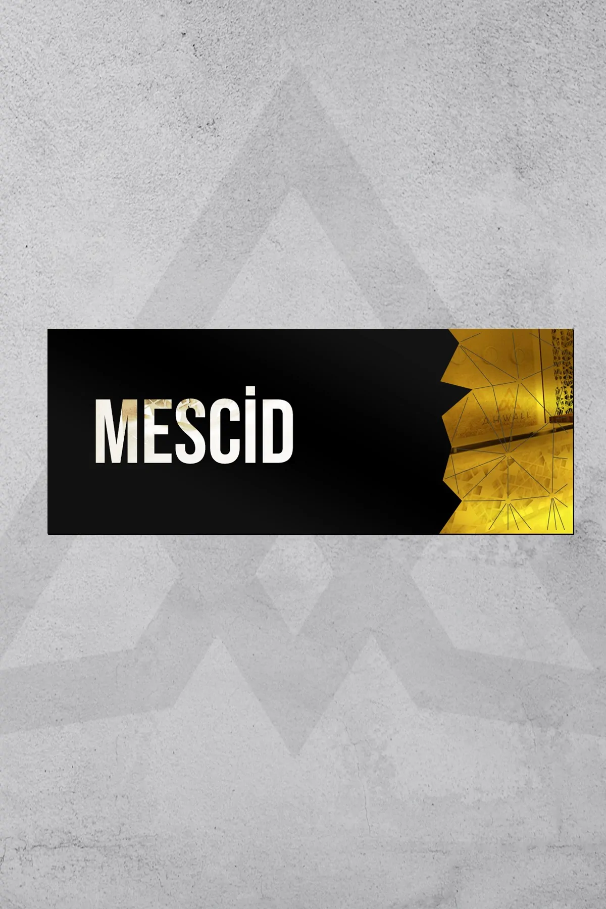 Dekoratif Aynalı Kapı İsimliği Mescid Tabelası, Gold